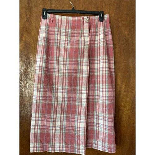 Talbots Skirt Womens Size 8 Petites Red White Blue Cotton Long Wrap Pastel Cute
