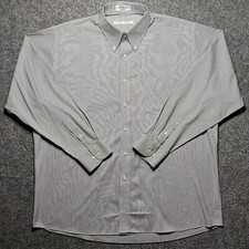 Forsyth Of Canada Men Shirt 17 34/35 White/Black Checks Long Sleeves Button Down