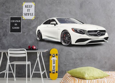 3D Weißes Auto H119 Auto Wallpaper Wandbild Poster Wandaufkleber Transport An