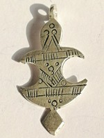 RARE ANCIENT VIKING SILVERED DECORATED CROSS AMULET PENDANT