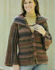 SWEATER JACKET 3 SIZES WOMEN'S CROCHET PATTERN INSTRUCTIONS