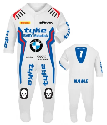 SPITTING LIZARD DESIGN Tyke Baby Biker Race Schlafanzug