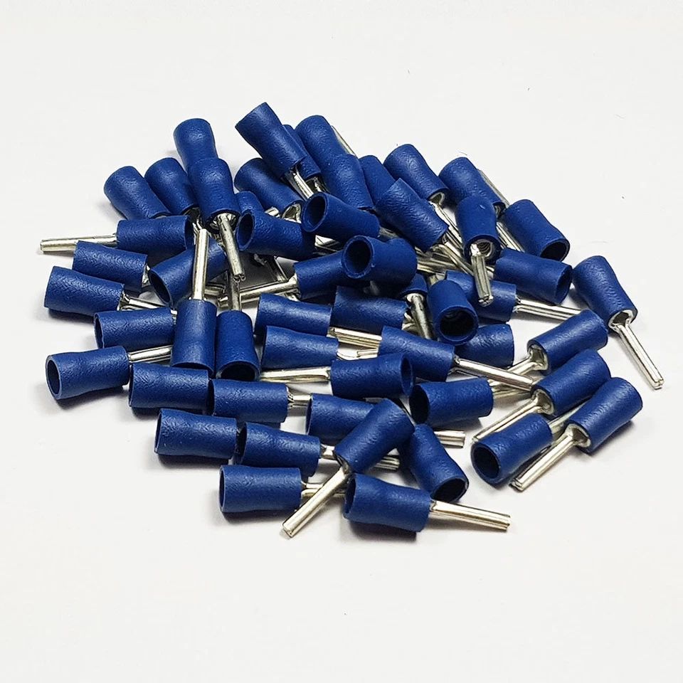 Insulated Blue Straight Pin Terminal Connector Terminals Crimp Electrical - Image 3 of 3
