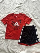 Adidas Boys Size 6 Red And Black Short Set 38