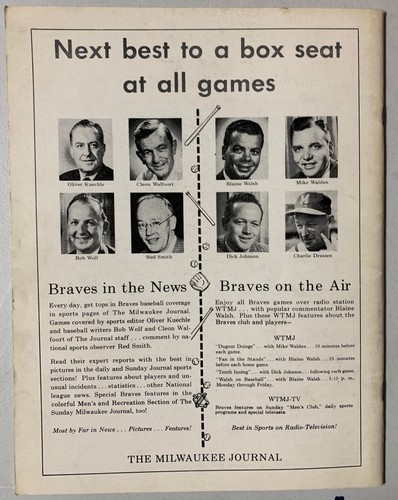 Henry HANK AARON Firmado 1961 Fabuloso Milwaukee Braves Año Programa Revista JSA - Imagen 3 de 3