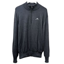 FOOTJOY Lined 100 Wool Golf Sweater Mens Large Charcoal Gray 1/2 Zip Mockneck