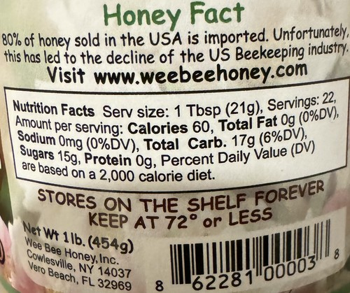 Wee Bee Naturally Raw Honey (Never Heated or Filtered / 3 Jars of 1 Pound Each) - Afbeelding 4 van 5