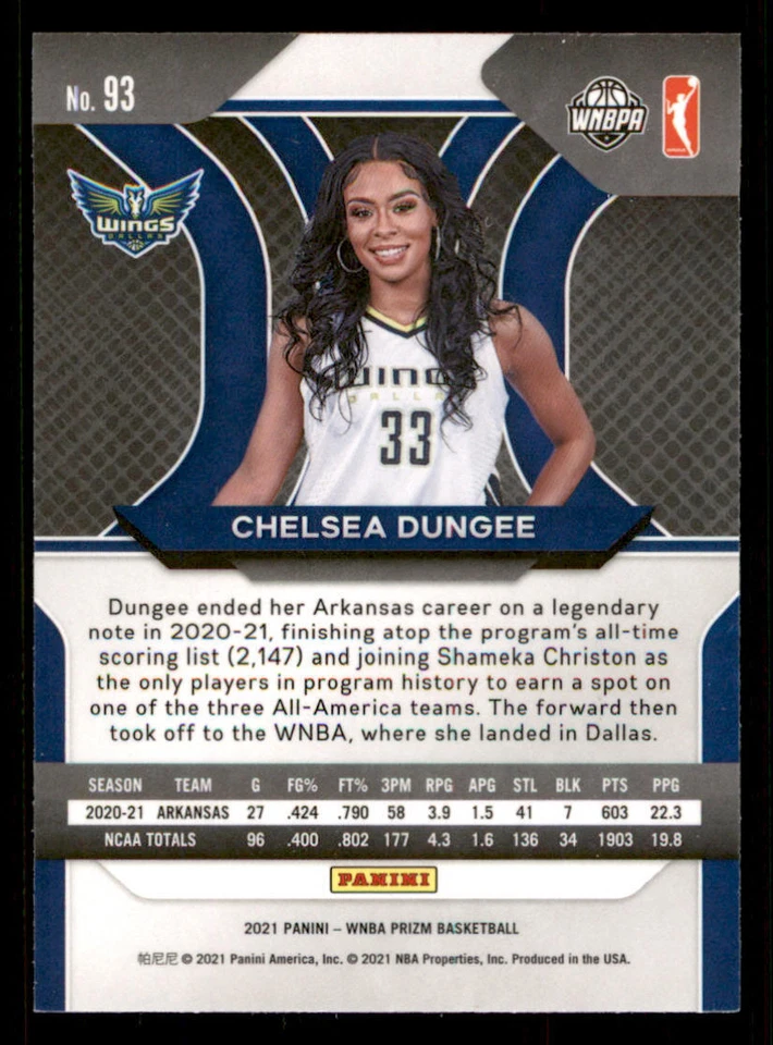 2021 Panini Prizm WNBA #93 Chelsea Dungee RC - Image 2 of 2