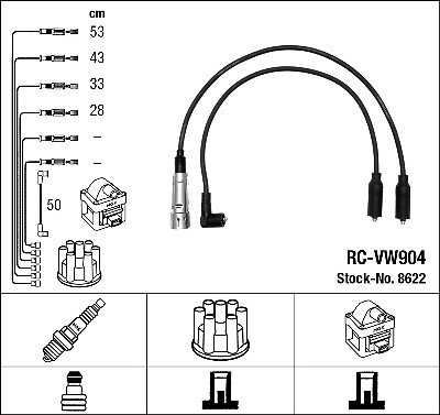 8622 NGK Ignition Cable Kit for SEAT,VW