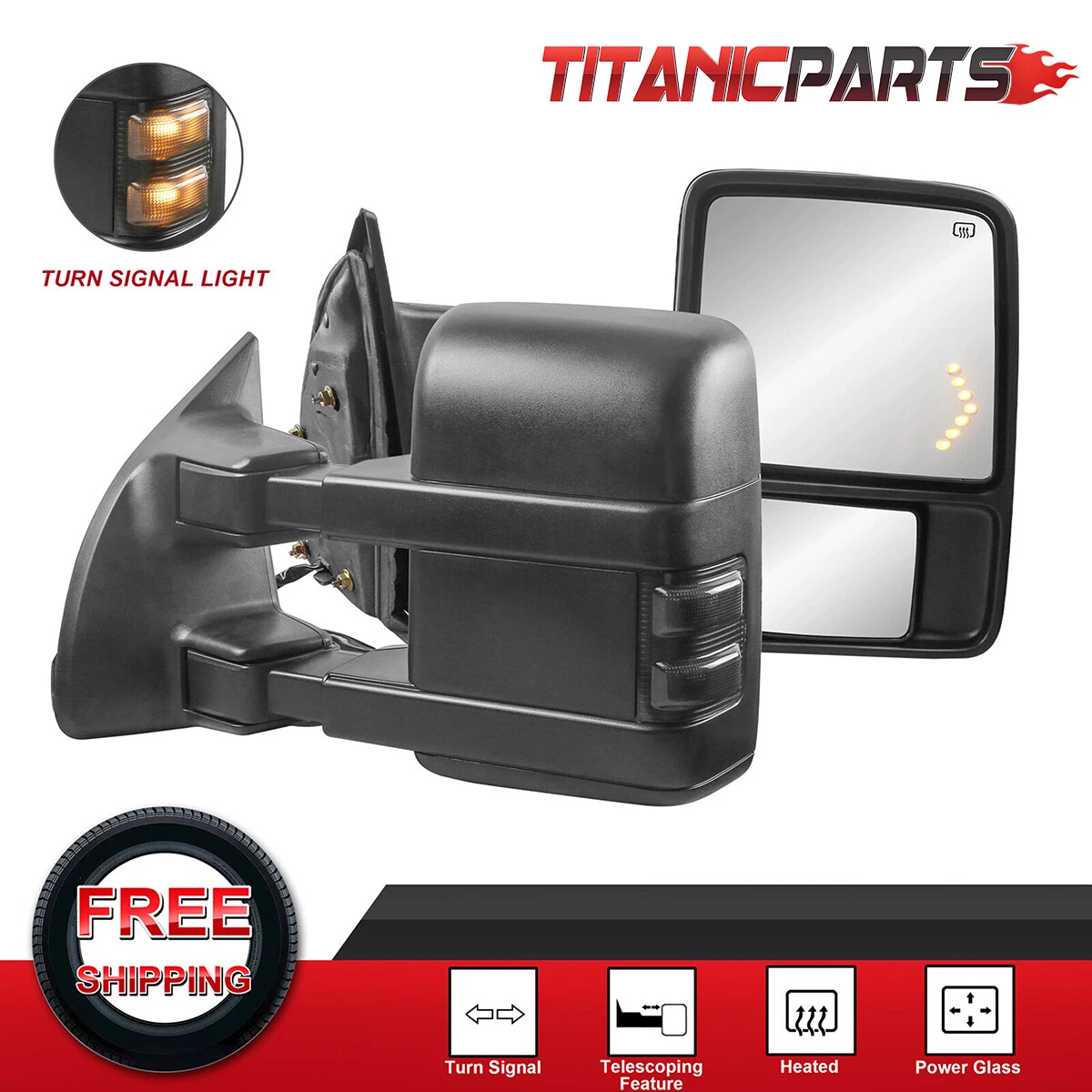 Power Heated Tow Mirrors For 99-07 Ford F250 F350 F550 w/LED Signal Left & Right