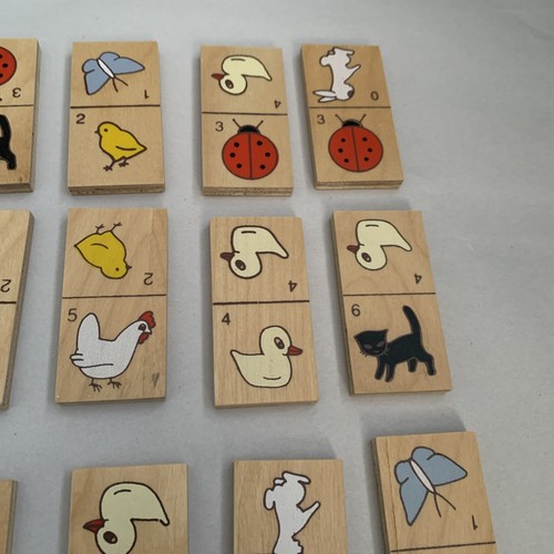 VTG 80's Wooden Painted Animal Dominoes ~Set of 28 Dominoes in Wooden Box - Picture 5 of 17