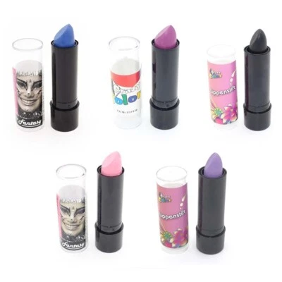 LIPPENSTIFT SCHWARZ LILA BLAU ROSA FARBIG # Karneval Halloween Fasching Schminke