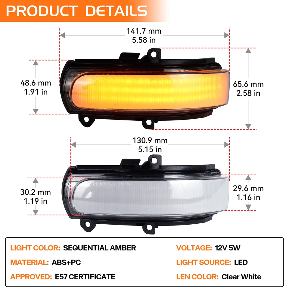 Luz de señal de giro LED de espejo lateral secuencial para 2011-2016 Scion tC 2008-2015 xB Foto 4 de 4