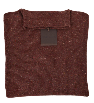 Pull Col Roulé Homme Stile Latino Vincenzo Attolini - Tweed Marron - Cachemire/Laine - Taille XS