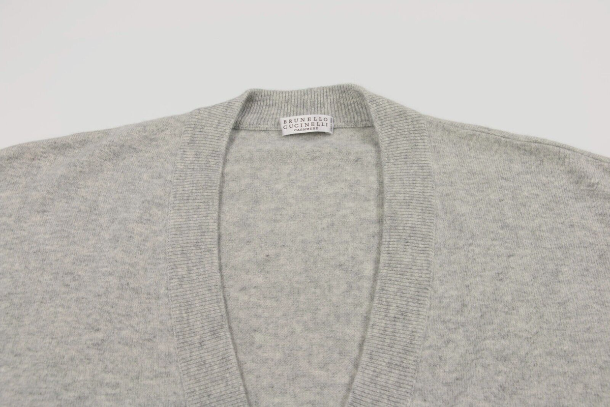Pull Cachemire Brunello Cucinelli Femme – Beige, Col V, Perles Monili – Taille M – Neuf Avec étiquettes