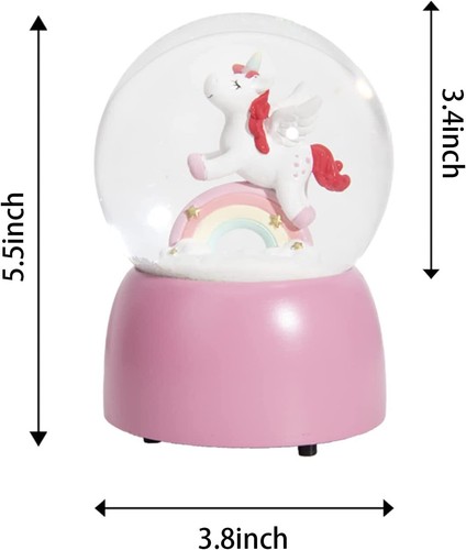 Unicorn Music Box Snow Globe Musical Water Globe with Rainbow and Unicorn Decor - Picture 6 of 6