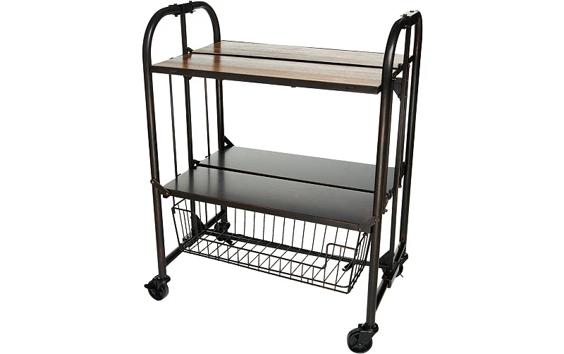 Carro plegable Gourmet Basics de Mikasa con tapa de madera, bronce Foto 4 de 4