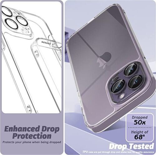Funda transparente para teléfono iPhone 14 Pro Max y paquete de 3 protector de pantalla de vidrio 🙂 - Imagen 2 de 7