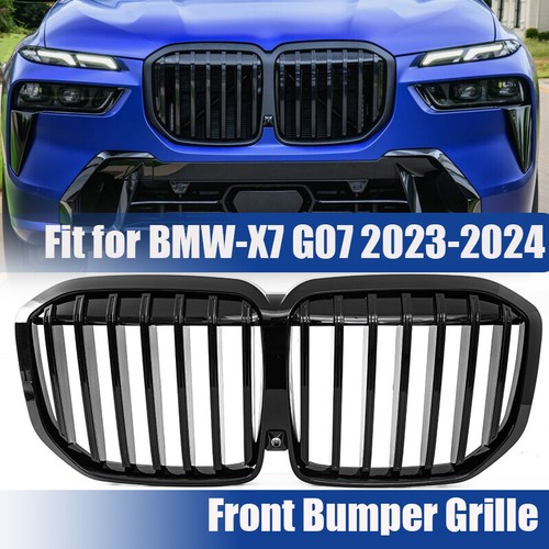 Front Bumper Single Line Kidney Grille Grill Fits BMW X7 G07 2023-24 Gloss Black
