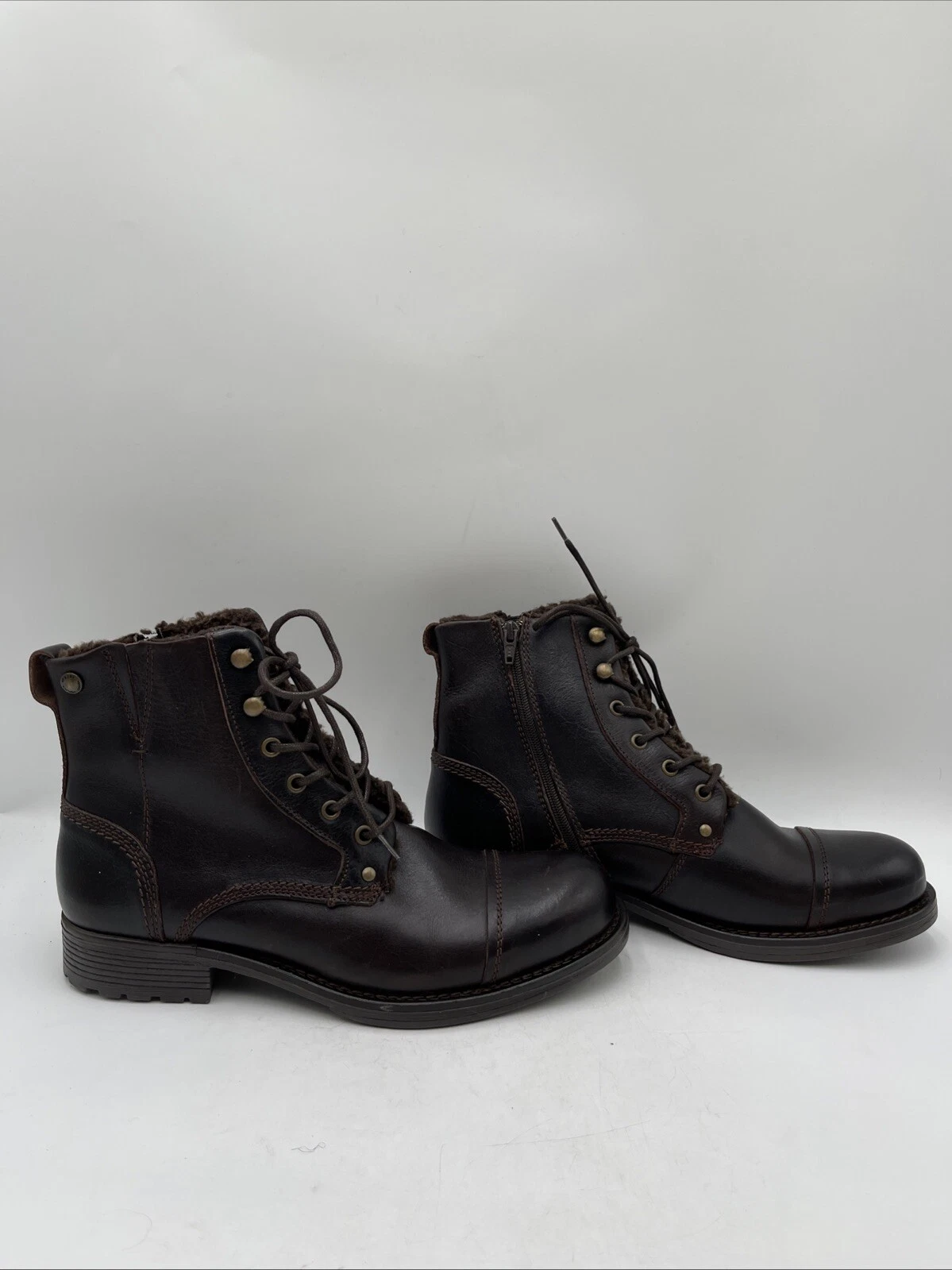Pajar Faux Shearling Cap Toe Zip Boots Brown Size 43