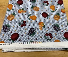 Vtg Debbie Mumms The Word Fabric SSI Cotton Fruit Graphics Gingham 56 x 3.5 Yds