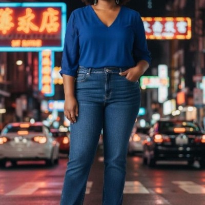 Expression Plus Size 20 Denim Jeans, Straight Leg, Classic Blue Wash