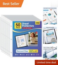 Transparent 8.5 x 11 Inch Document Protectors, 50 Pack of Polypropylene Sleeves