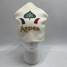 Aspen Colorado Winter Hat Ski Snowboard Vintage Nordic White