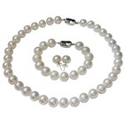 18 Inch Set ROUND 11-12mm White Large Pearl Necklace Earring Bracelet Cultured — photo 1