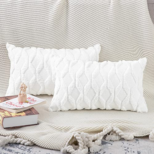 Set of 2 Soft Plush Short Wool Velvet Decorative Throw Pillow Covers 12x20 - Bild 5 von 6