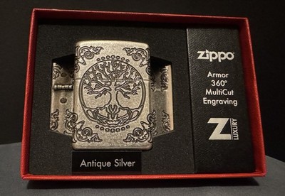 Zippo Armor Case Antique Silver Tree of Life