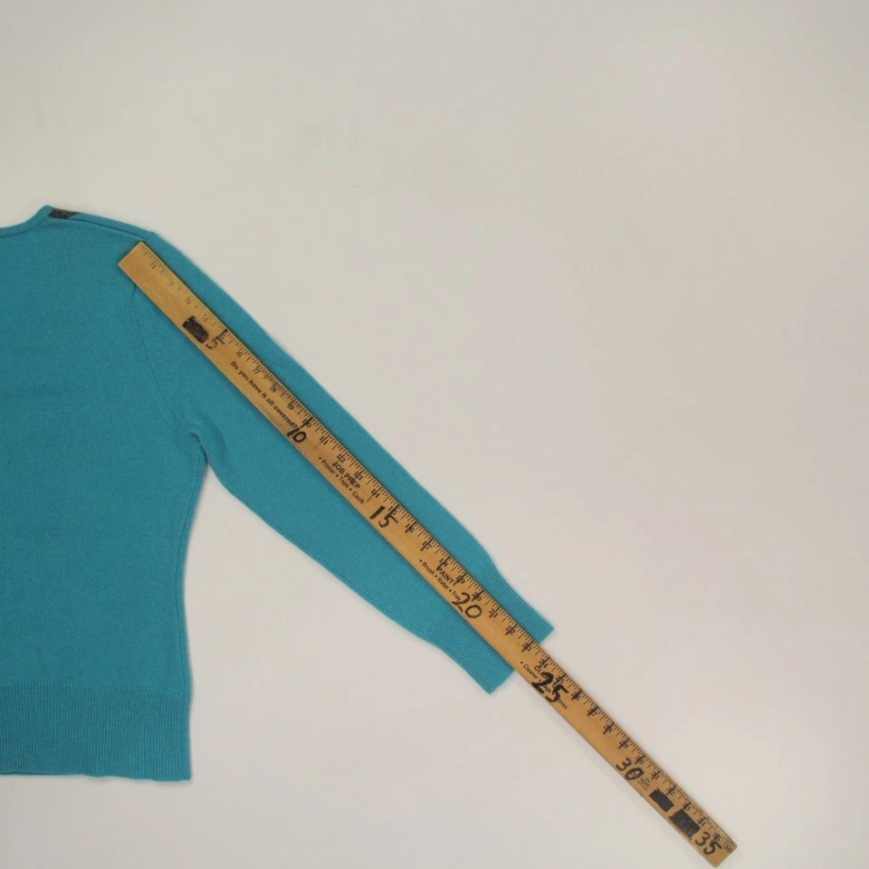 APT9 Women's 100% Cashmere Argyle V-Neck Sweater Size Large Blue Preppy Academia - Image 4 of 4