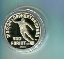 Ungarn 500 Forint 1981 Fu&szlig;ball WM Spanien Silber 1982 PP (M8127)