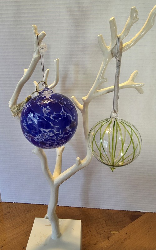 2 Hand Blown Glass Orb Witch Ball Sun Catcher Ornament  