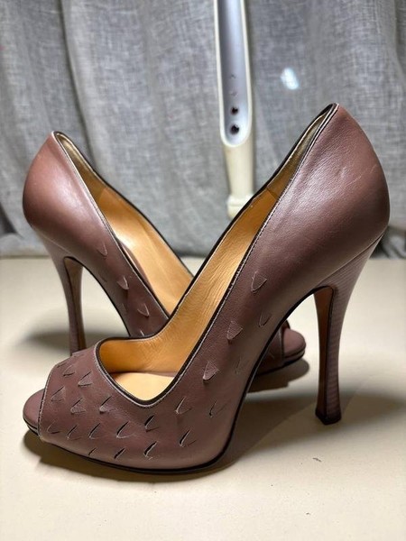Women Pollini Heels Brown Leather 39