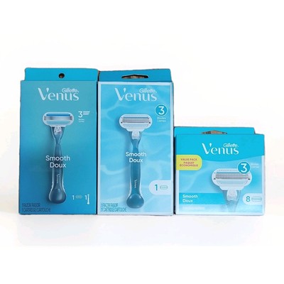 Combo of 3, Gillette Venus Smooth Razor, 2 Razor + 10 Cartridges