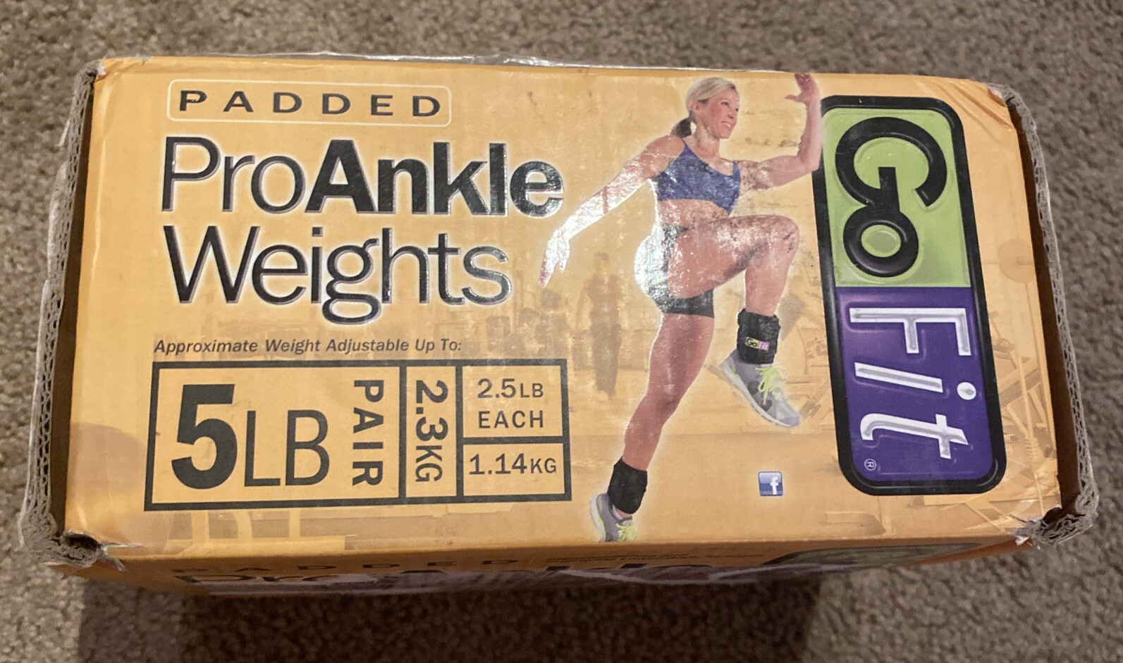 GoFit Padded Adjustable ProAnkle Weights, 5-Pound Pair  - NE