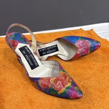 B-Vintage 80's Stuart Weitzman for MR. Seymour Floral Pointed Toe Slingback 7.5