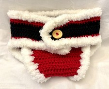So Dorable Infant Crocheted Diaper Cover Santa Clause Photo Prop Christmas O/6m