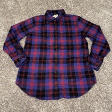 LL Bean Regular Fit Scotch Plaid Flannel Shirt Purple Red Women  s Small Petite
