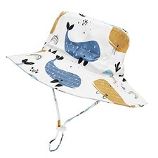 Baby Sun Hat Baby Boy Hats Toddler Hat UPF 50 Bucket 6-12 Months White Whale