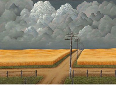 John Rogers Cox ''Gray and Gold'' Framed Licensed Reprint Print, Landscape 22x28