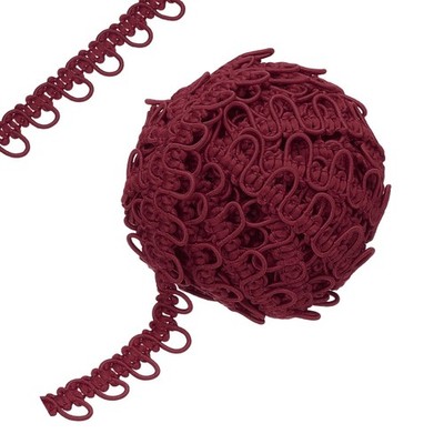 12 Yard Braid Trim with Button Loops, 5/8 Inch Upholstery Trim Wine Red
