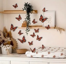 12pcs 3D Monarch Butterfly Wall Decals - PVC Plastic Butterflies for Home