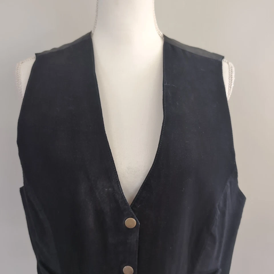Sarah Morgan Vintage Black Leather Suede Vest Size Large - Image 2 of 4