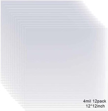 12 Pack 4 Mil Clear Mylar Stencil Sheets, 12" X 12" Blank Stencils, Reusable Tem