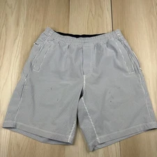 Birddogs Mens Blue Striped Boom Flying Wasps Flat Front Chino Shorts Size L