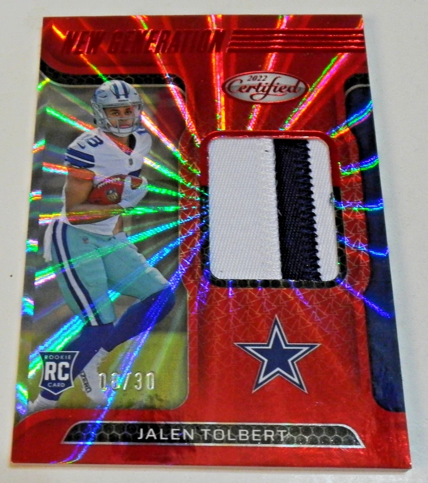 JALEN TOLBERT 2022 PANINI CERTIFIED NEW GENERATIONS JERSEY RC #8/30 - Image 3 of 4