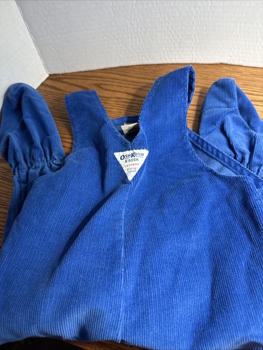 Tuta OshKosh B'gosh vintage blu in velluto a coste neonato 6-9 mesi giletback - Foto 3 di 7