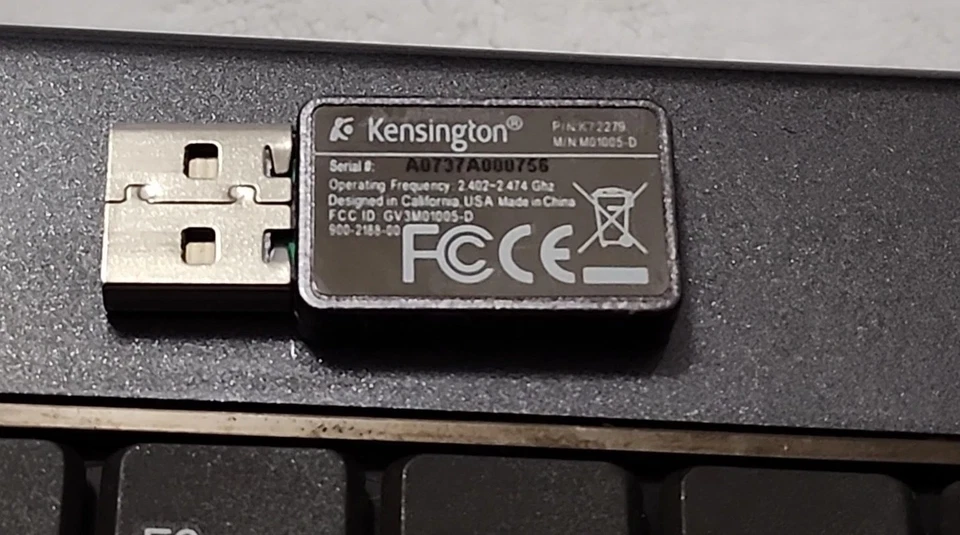 Kensington SlimBlade Media Notebook Keyboard Number Key Pad & Dongle Tested - Image 3 of 4